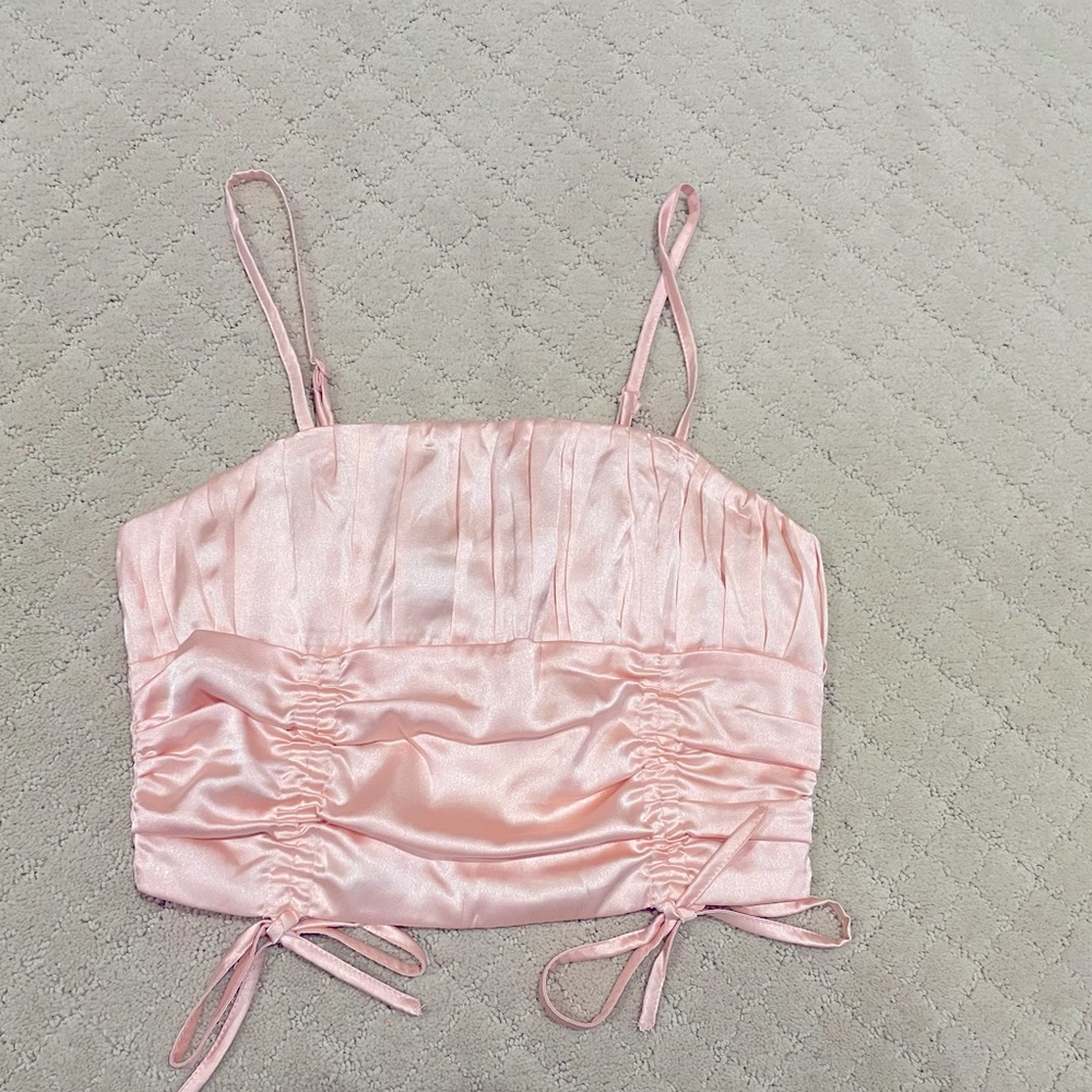 Light pink textured crop top